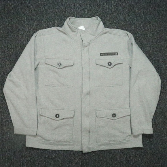 The North Face Jacket Mens Extra Large Gray Sir‎ Piko Full Zip Snap Pockets XL